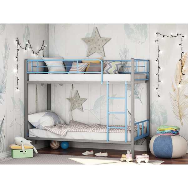 Двухъярусная кровать Севилья 2-01 Комбо серый, голубой (фабрика Формула мебели)