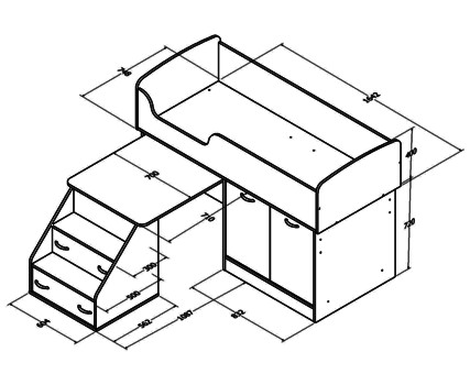 Кровать-чердак Дюймовочка-2 (фабрика Формула мебели)