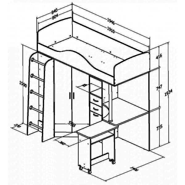 Кровать-чердак Теремок-1 (фабрика Формула мебели)