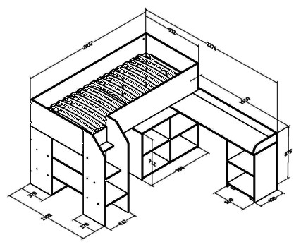 Кровать-чердак Теремок-2 (фабрика Формула мебели)