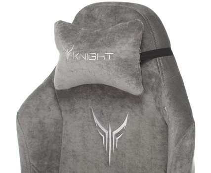 Кресло игровое Knight N1 Fabric серый Light-19 с подголов. крестовина металл